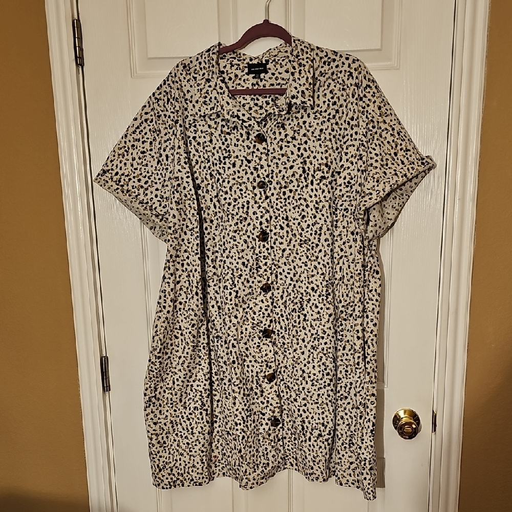 Leopard Print Button-Up Dress